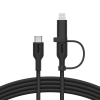 Câble BELKIN 2en-1 BoostCharge Pro avec Connecteurs USB-C et Lightning / Noir