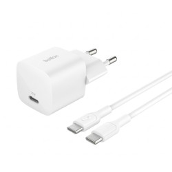 Chargeur secteur BELKIN BoostCharge USB-C 25 W / câble USB-C vers USB-C / Blanc
