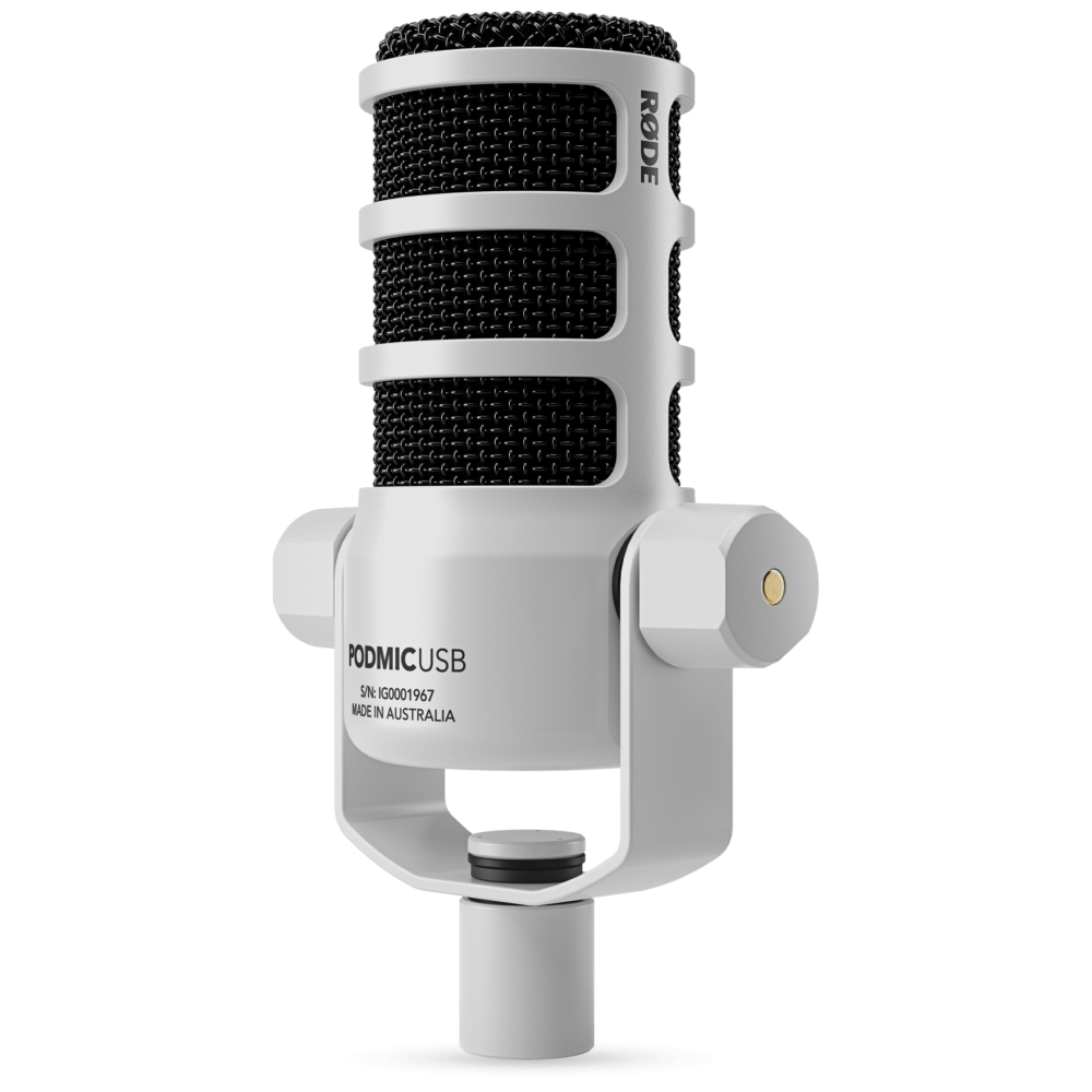 Microphone RODE dynamique polyvalent de diffusion Avec connectivité XLR et USB / Blanc