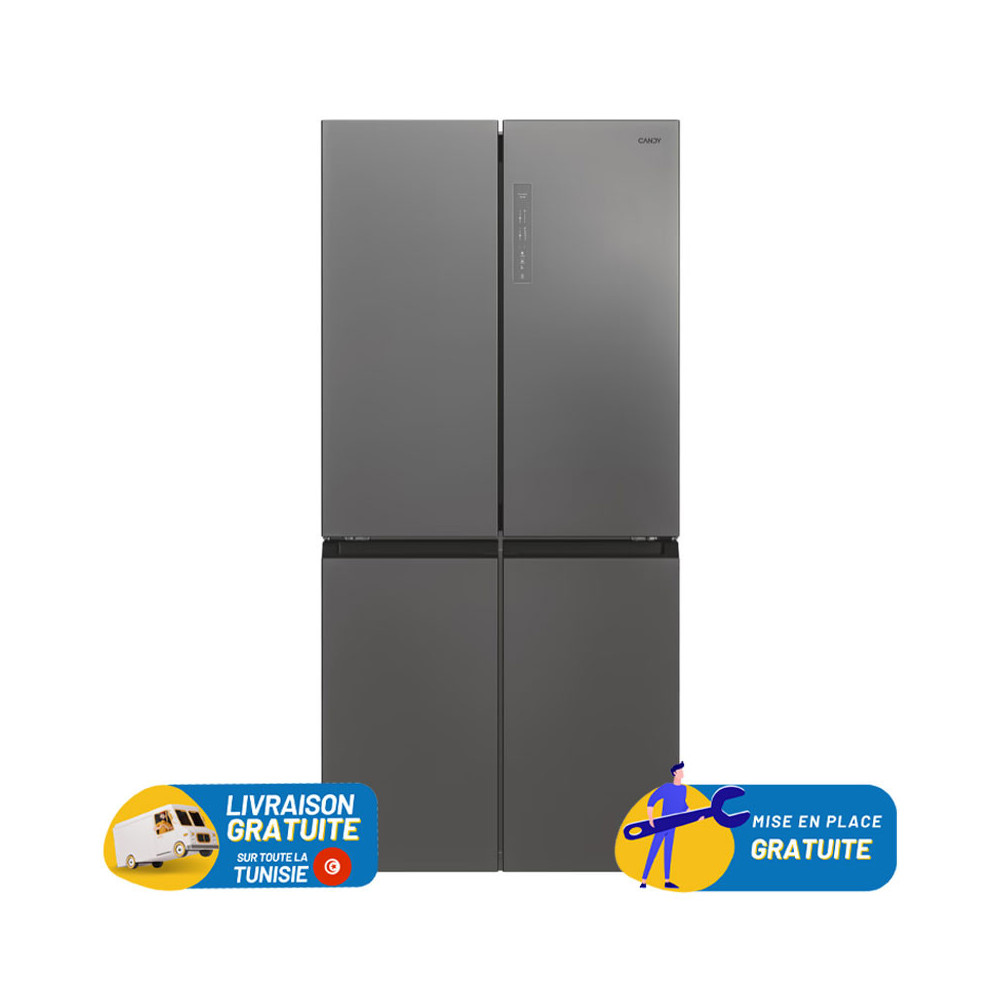 Réfrigérateur side by side CANDY 4 PORTES 467 Litres No Frost / CFQQ5T817EPS / silver