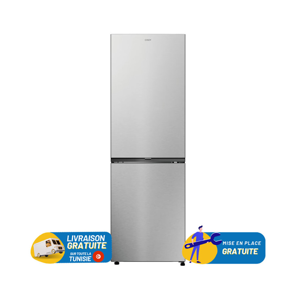 Réfrigérateur combiné CANDY 355 Litres No Frost / CNCQ2T618EXMA / INOX