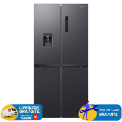 Réfrigérateur Side By Side SAMSUNG/ 4 Portes / 466 Litres No Frost / RF48A4010B4LV / Dark INOX avec Afficheur et Distributeur d'eau
