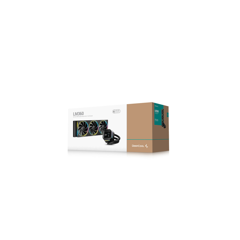 Refroidisseur De Processeur DeepCool LM360 / IPS Display / 360 mm / ARGB / LGA1851 / AM5 / Noir