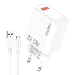 Chargeur KAKUSIGA KSC-1662 Avec Câble Micro USB / 22.5 W / Blanc