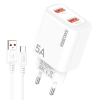 Chargeur KAKUSIGA KSC-1684 Avec Câble Type C / 2x Ports USB / Blanc