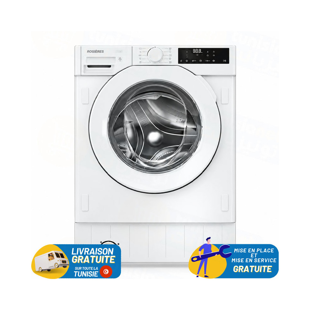 lavante séchante encastrable ROSIERES 8kg/5Kg  INVERTER / RILS14853TH2-UK / Blanc