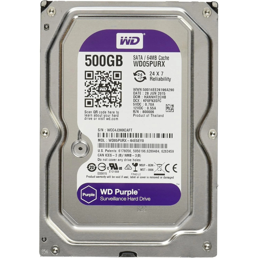 Disque Dur Interne HDD WESTERN DEGITAL Purple 3.5" / 500Go