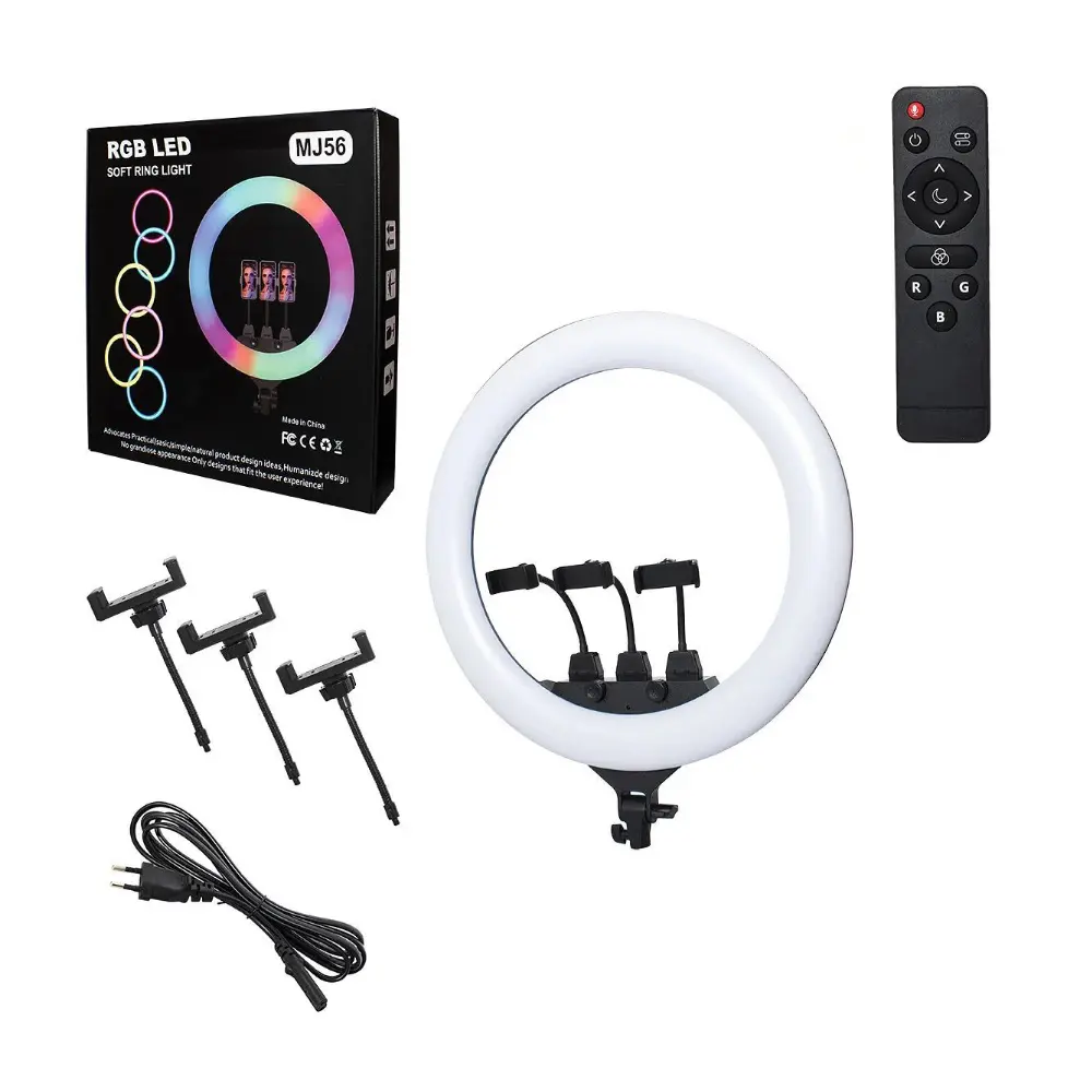 Selfie Ring Light 56CM / RGB + tripode 2M + Commande BT