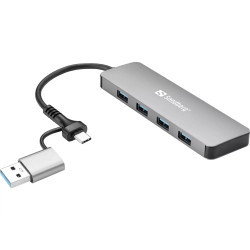 SANDBERG HUB USB-C/A | 4x USB 3.0 | Blanc