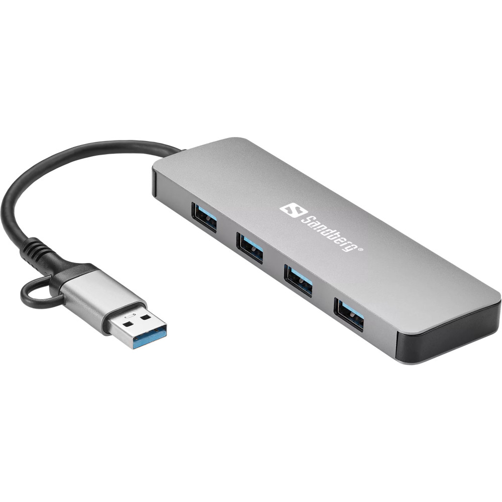SANDBERG HUB USB-C/A | 4x USB 3.0 | Blanc