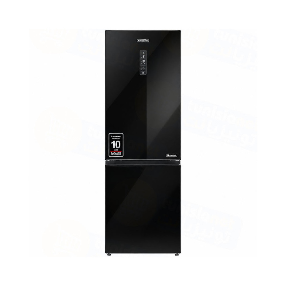 Réfrigérateur NEWSTAR combiné INVERTER 347 Litres No Frost / NC3470BG / Noir avec afficheur