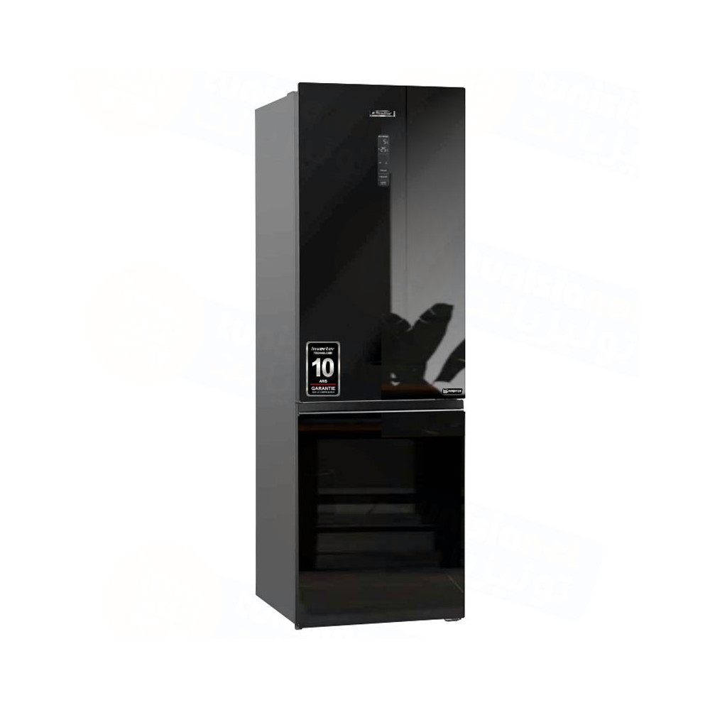 Réfrigérateur NEWSTAR combiné INVERTER 347 Litres No Frost / NC3470BG / Noir avec afficheur