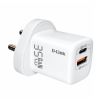 Chargeur D-LINK 35W  1xUSB A / 1x USB C / GaN 3 Technology / Over Voltage Protection / Blanc