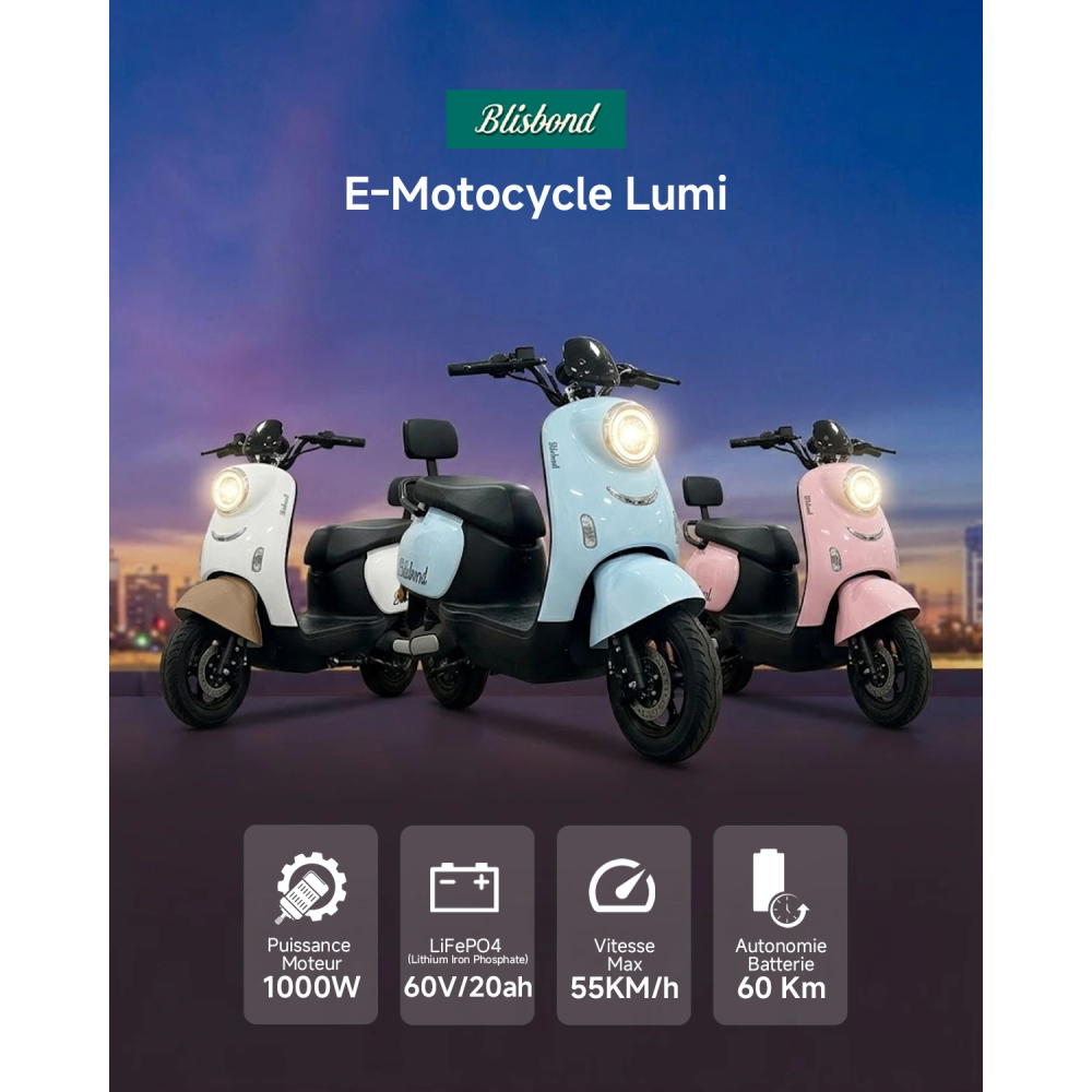 Scooter Electrique BLISBOND Lumi 1000W / Rose