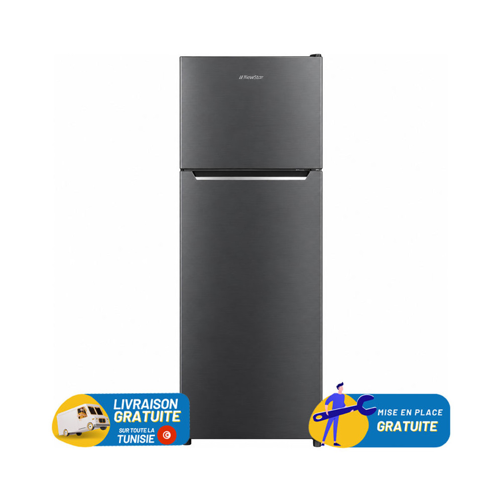 Réfrigérateur NEWSTAR De Frost Double Portes 168 Litres / Dark Silver