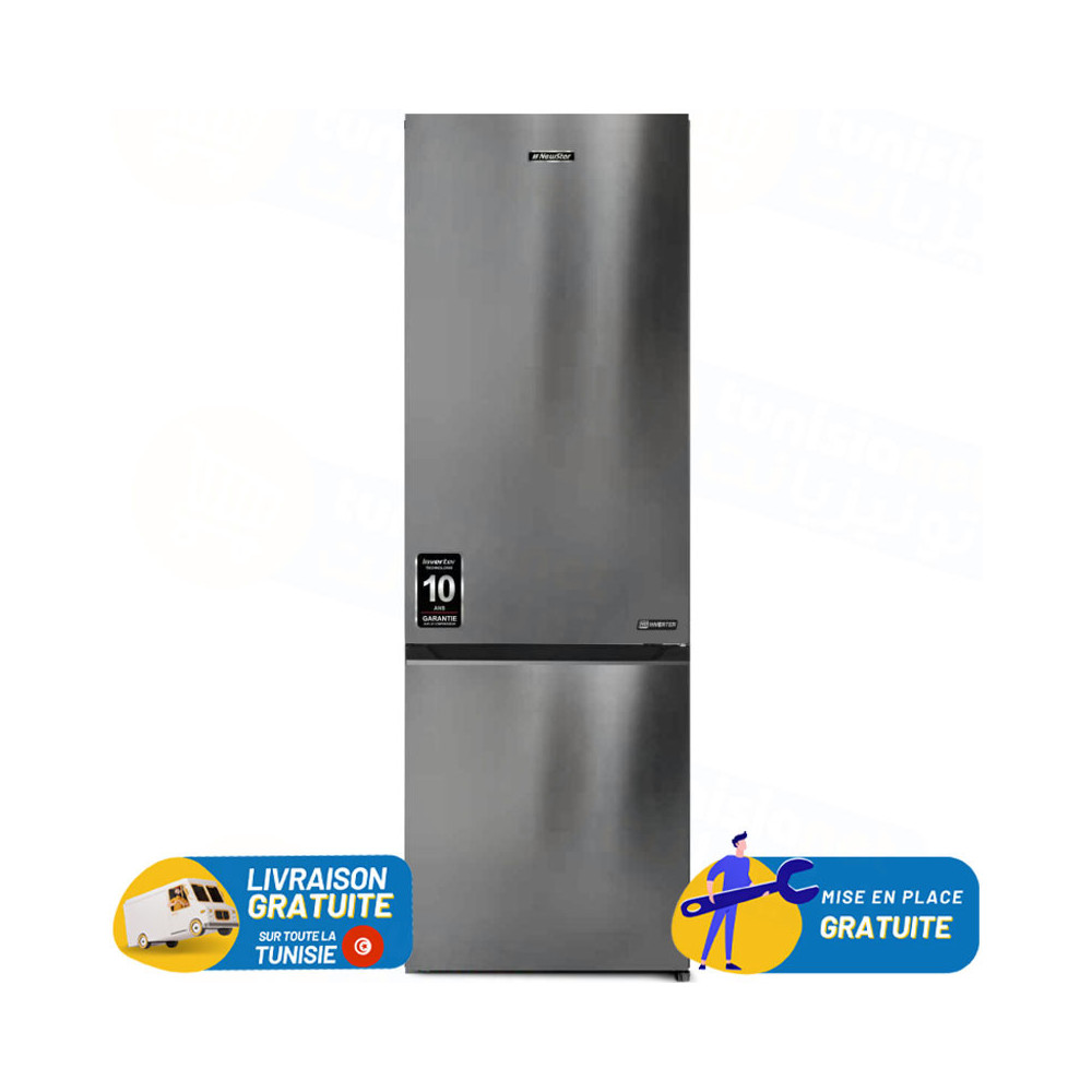 Réfrigérateur Combiné  NEWSTAR INVERTER 326Litres NO FROST / NC3260X / INOX