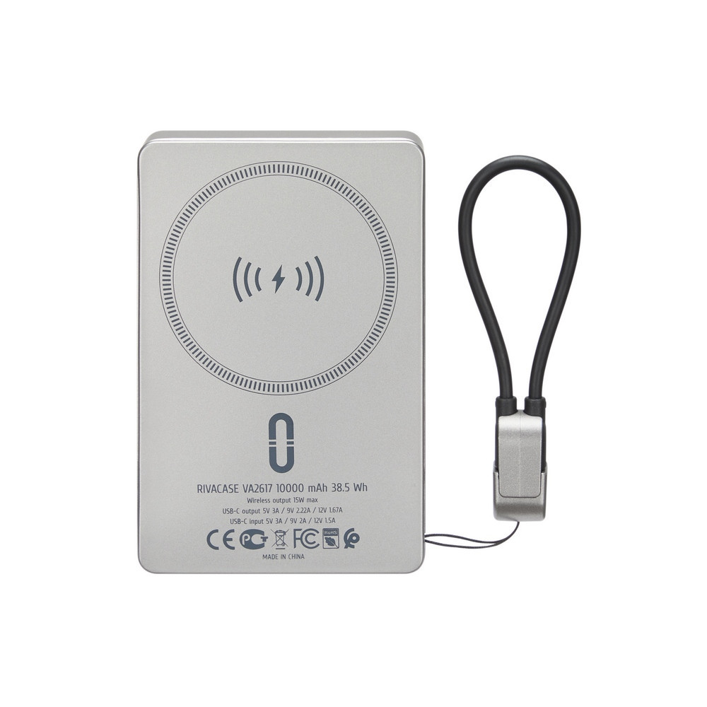 power Bank Magnetic RIVACASE VA2617 / 10000 Mah / 15W / Gris