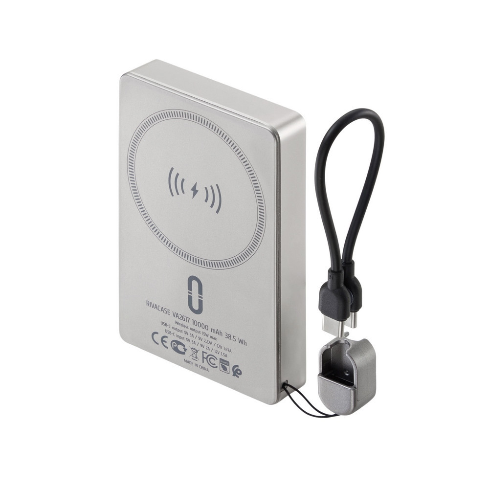 power Bank Magnetic RIVACASE VA2617 / 10000 Mah / 15W / Gris