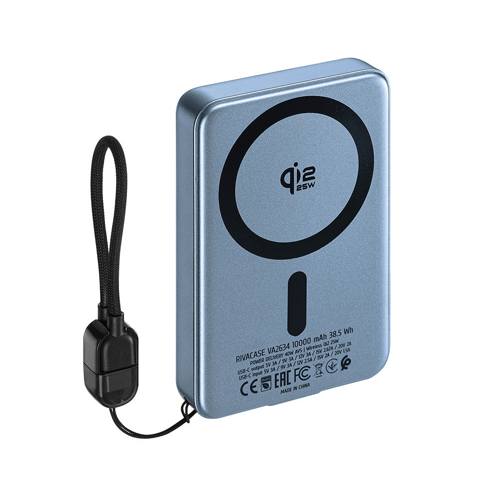 power Bank Magnetic RIVACASE VA2634 / 10000 Mah / 25W / Gris foncé