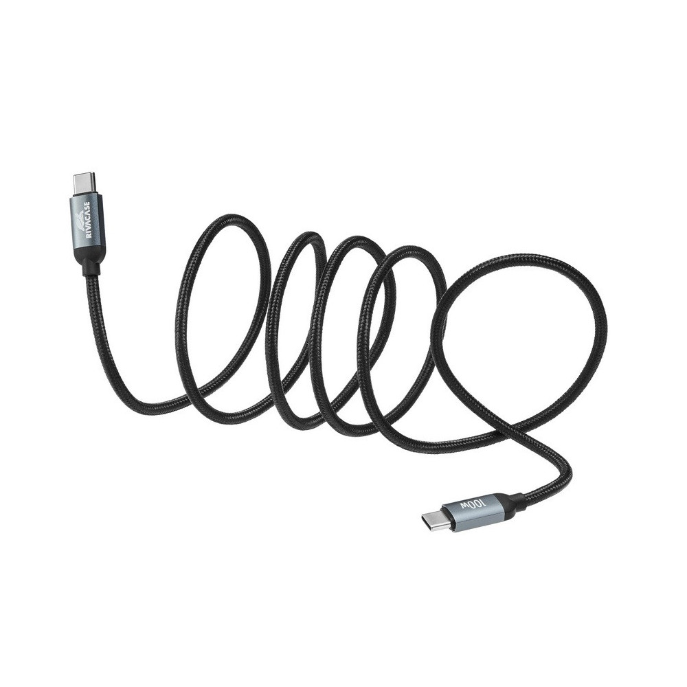 Câble RIVACASE PS6115BK12 ENG 100W / TYPE-C/TYPE-C / Noir