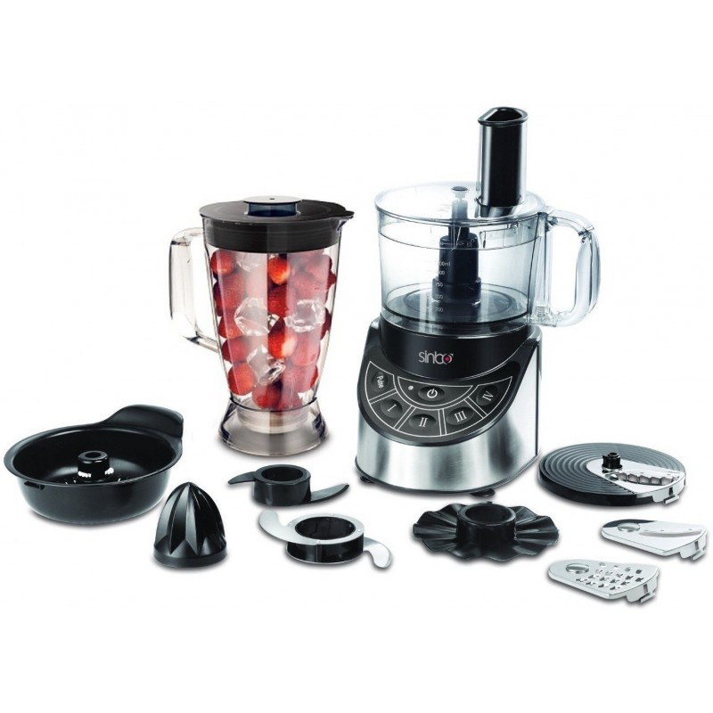 Robot De Cuisine Multifonction AMSTA - Bol 2L, Blender 1.8L, 2 Vitesses + Pulse, Accessoires Inclus (râpes, Pétrin...)