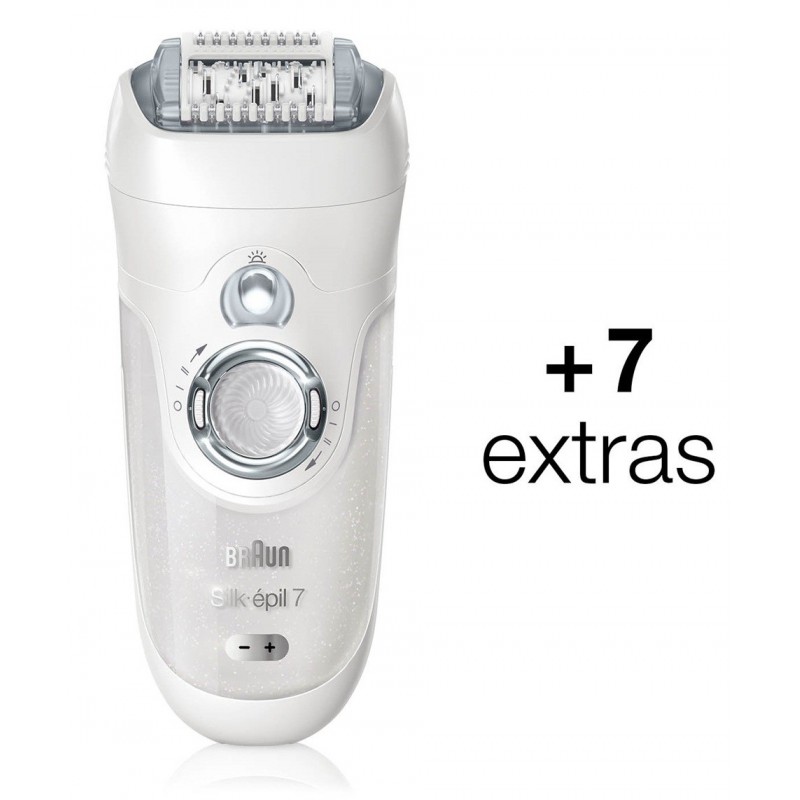 Épilateur et rasoir Silk-épil 7 - 7681 Étanche Sans fil Jambes, Corps et Visage avec 5 accessoires