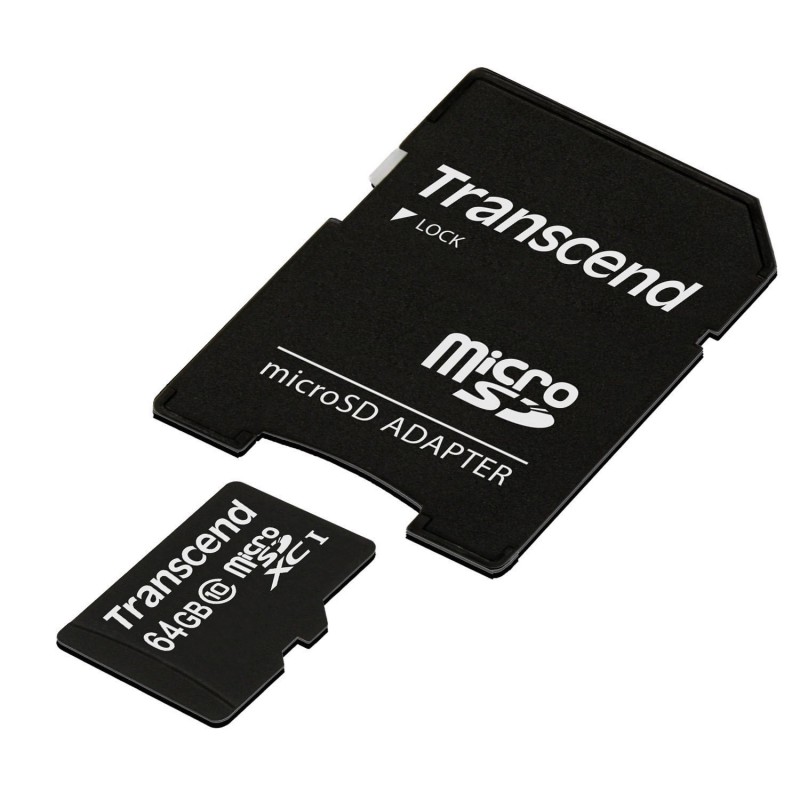 Carte Mémoire Transcend 64 Go microSDXC Classe 10 avec Adaptateur