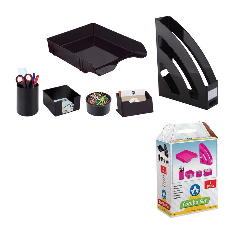 Ensemble de bureau en Plastique 6 pièces / Noir