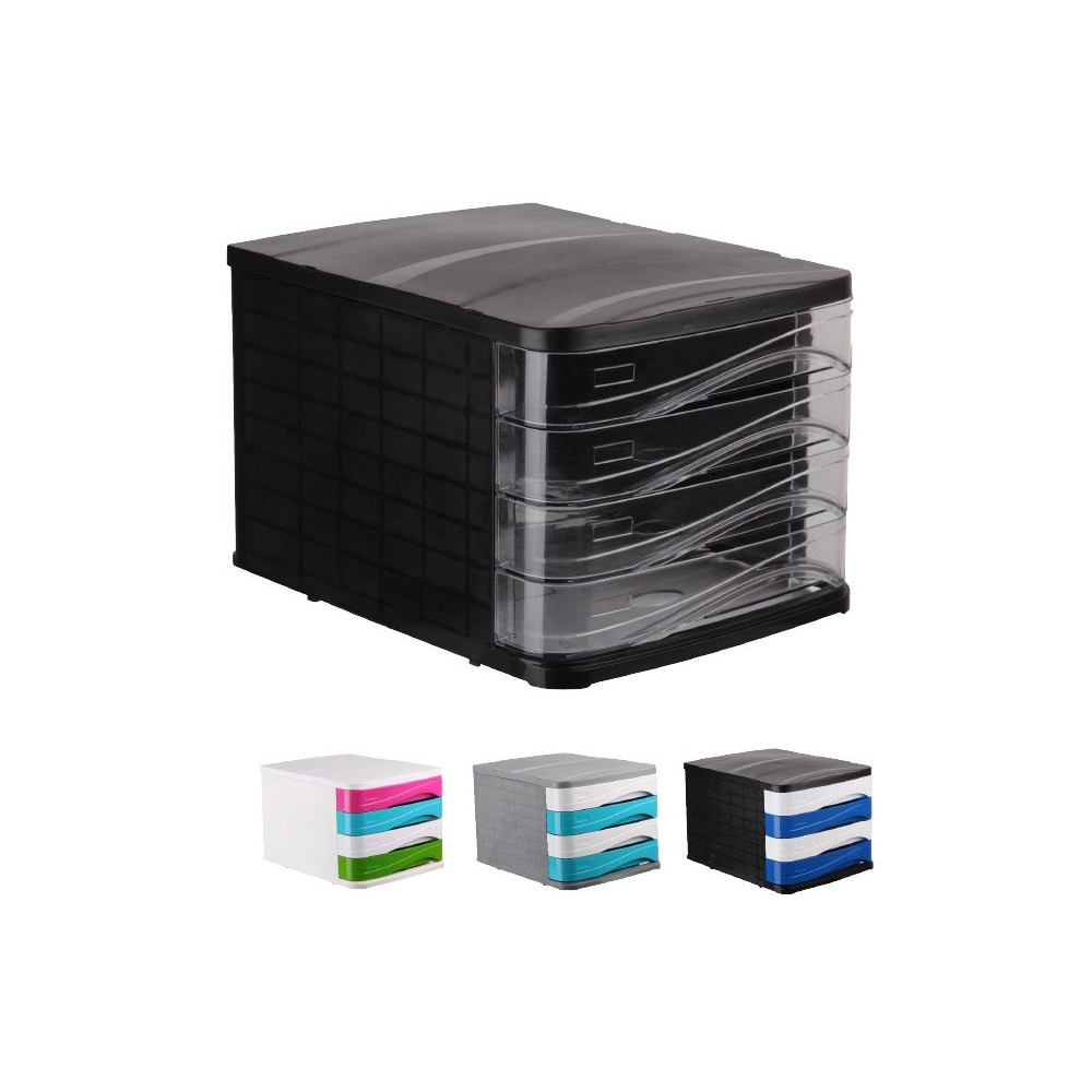 Bloc de 4 Tiroirs ARK / Noir & Transparent