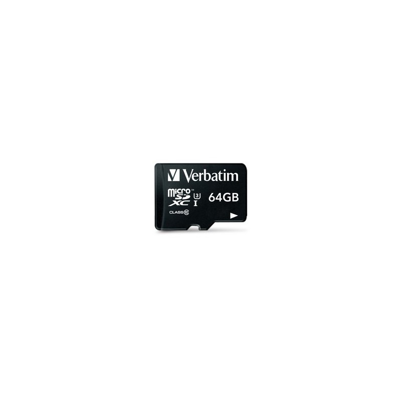 Carte Mémoire Verbatim Pro U3 Micro SDHC 64 Go Class 10 avec Adaptateur