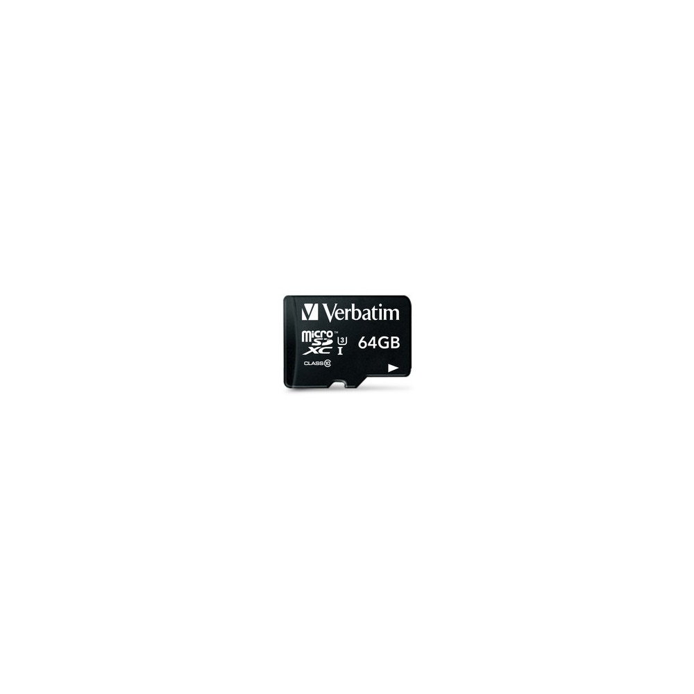 Carte Mémoire Verbatim Pro U3 Micro SDHC 64 Go Class 10 avec Adaptateur