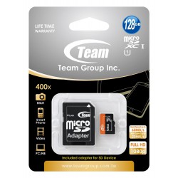 CARTE MÉMOIRE TEAM MICRO SDXC 128 GO CLASS 10 AVEC ADAPTATEUR