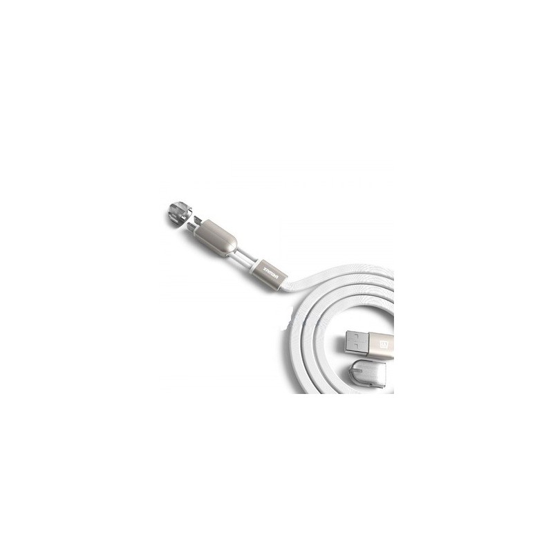 Câble Remax SameTime 2en1 USB vers MicroUSB/Lightning / Blanc
