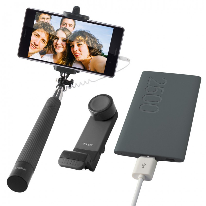 Pack Ksix : Selfie stick + Support voiture pour smartphone + Power Bank