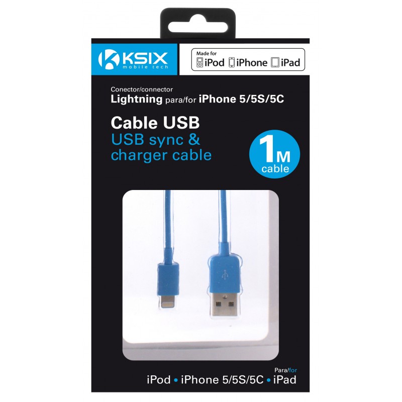 Câble Ksix USB vers Lightning 1m / Bleu