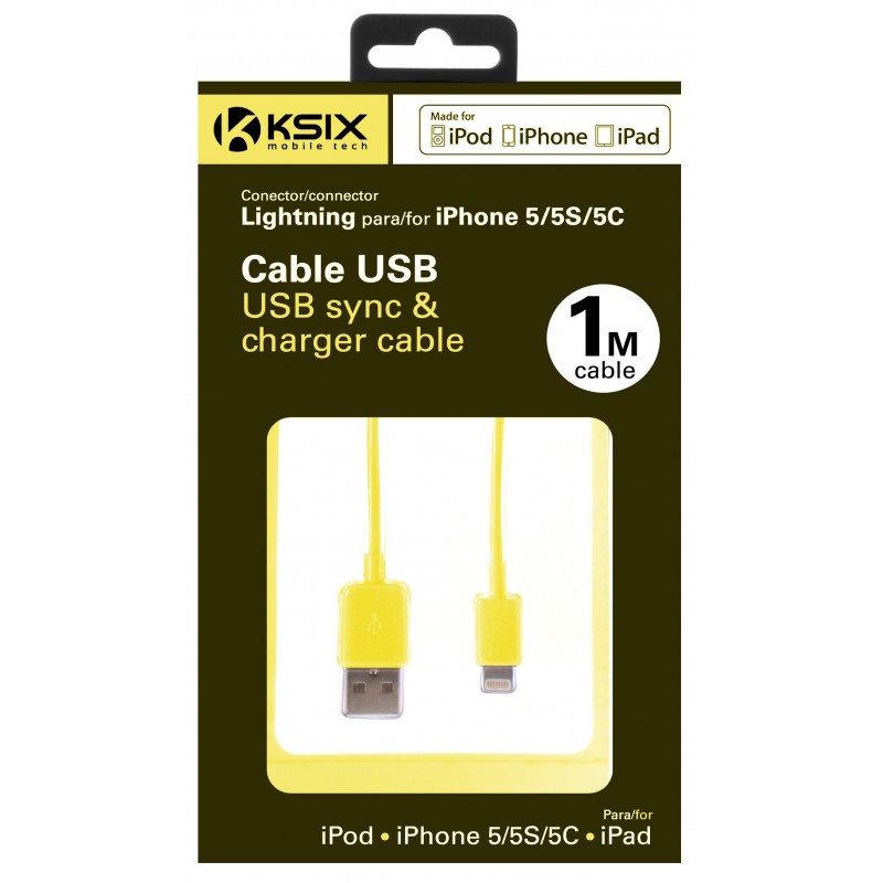 Câble Ksix USB vers Lightning 1m / Jaune