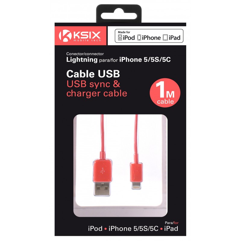 Câble Ksix USB vers Lightning 1m / Rose