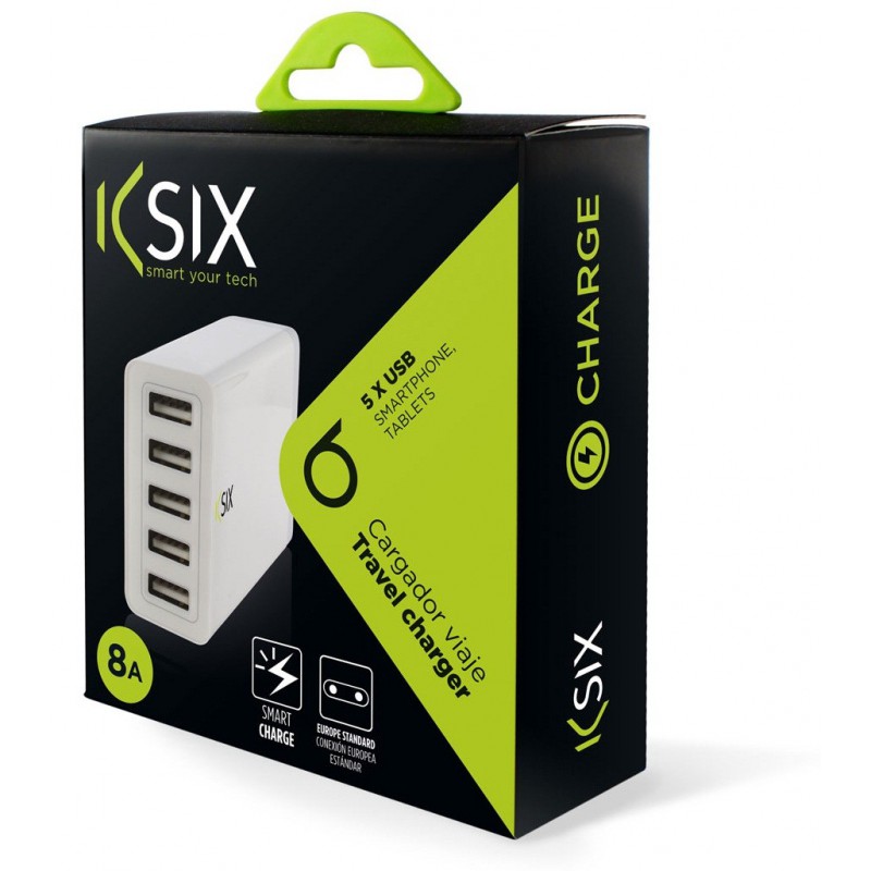 Chargeur secteur Ksix 5 USB / Blanc