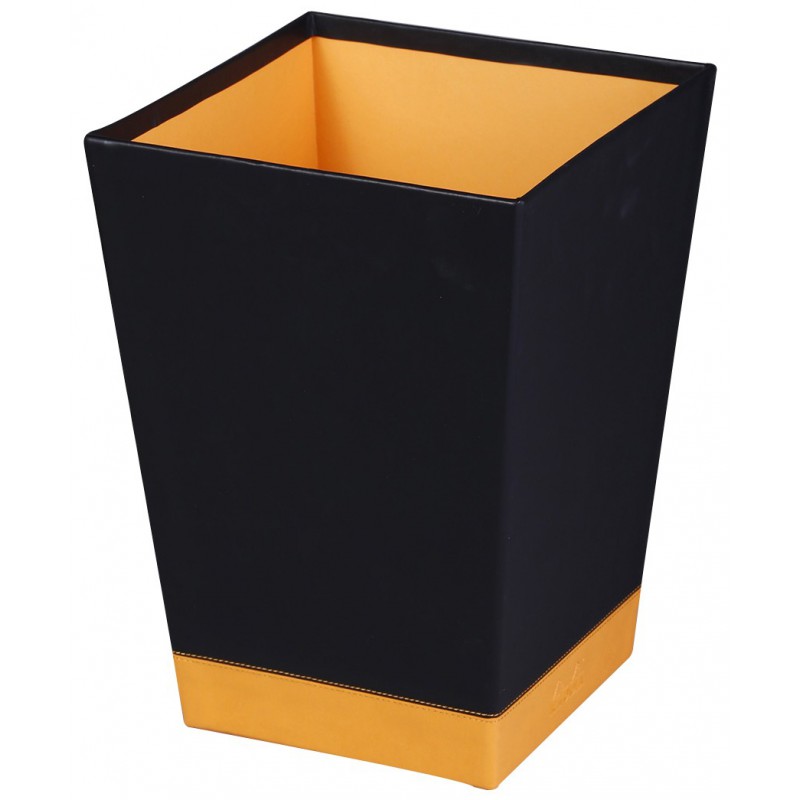 Corbeille à papier Rhodia en Simili cuir / Noir & Orange