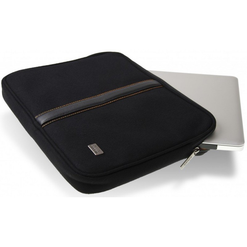 Étui pour ordinateur portable en cuir brun foncé et tan Lou | En stock
