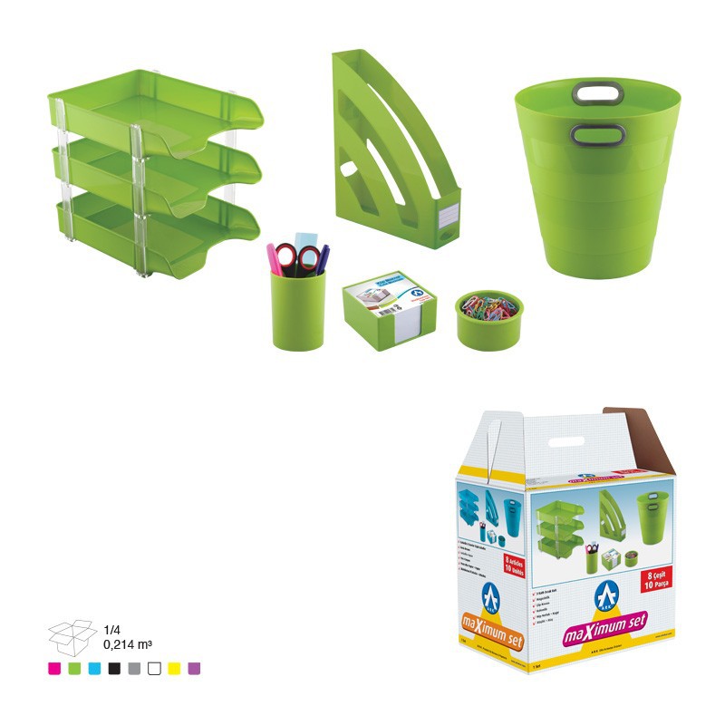Ensemble de bureau en Plastique 6 pièces 3E / Vert