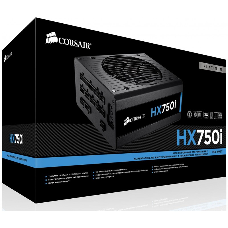 Boite d'alimentation Corsair HX750i 80PLUS Platinum Modulaire Semi-passive  750W