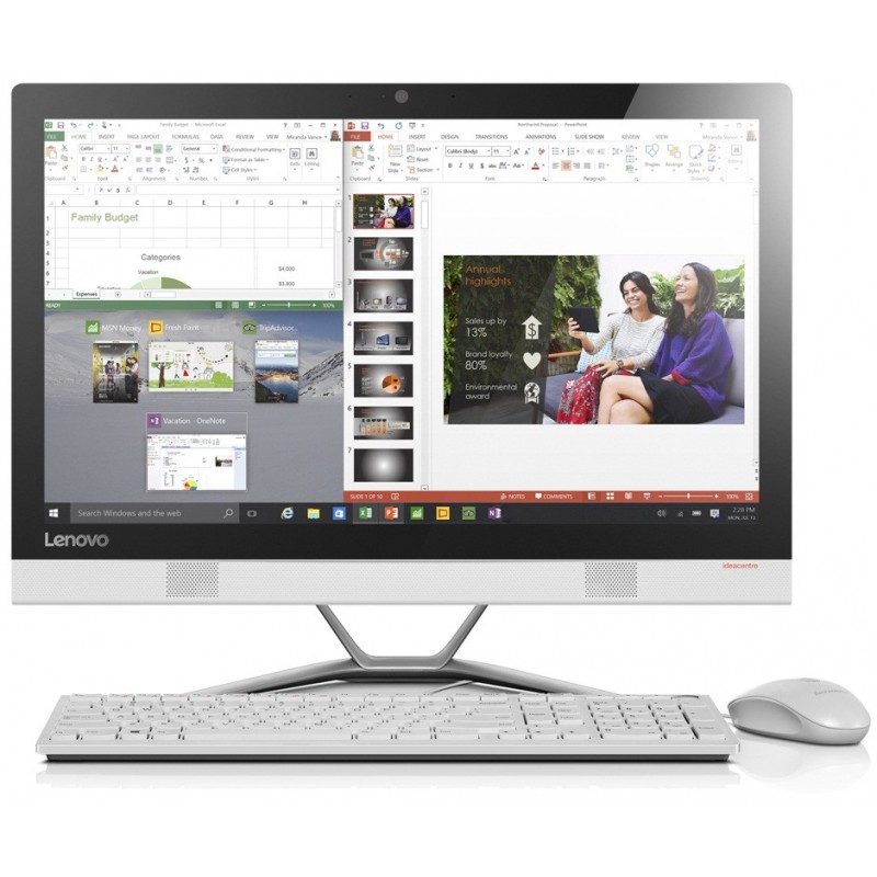 Pc de bureau Lenovo Tout-en-un IdeaCentre 300-22 Tactile / i3 / 4Go / Blanc