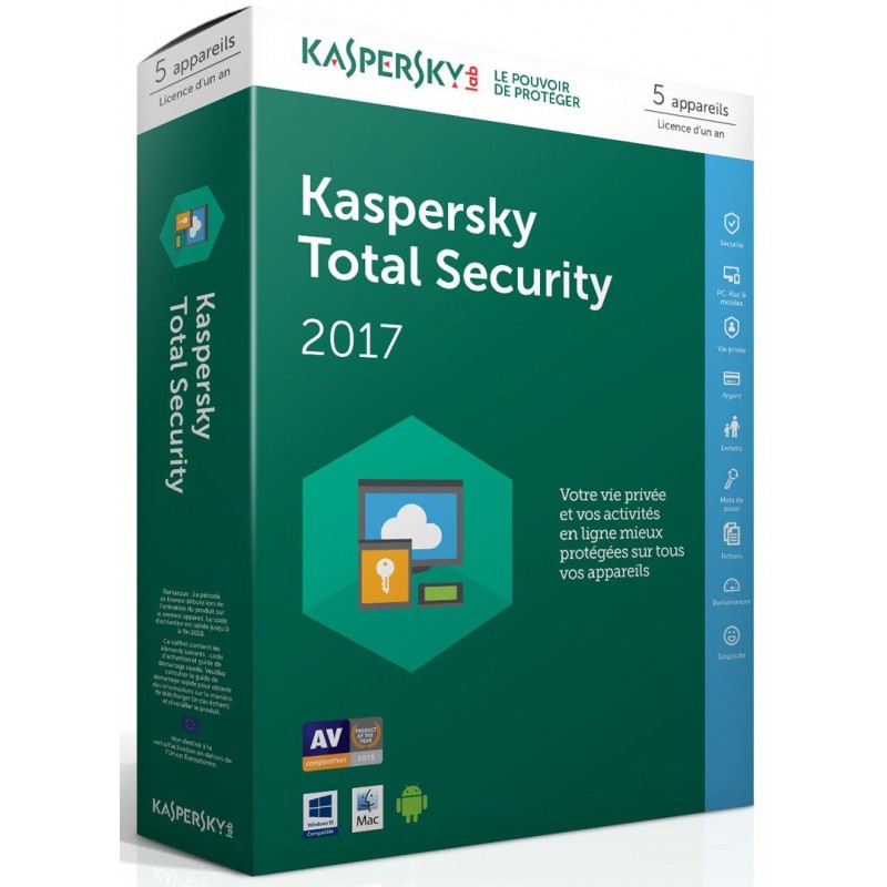 Kaspersky Total Security 2017 - 1 an / 5 Pcs
