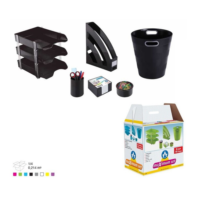 Ensemble de bureau en Plastique 6 pièces 3E / Noir