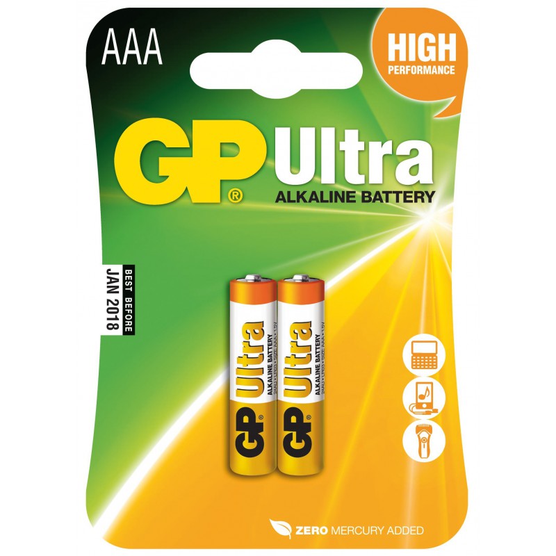 2x Piles AAA GP Ultra Alkaline LR03