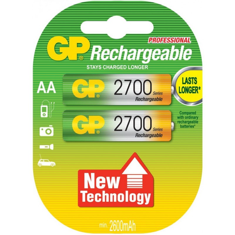 2x Piles GP Rechargeable NiMH LSD AA 2700 Series 2600mAh