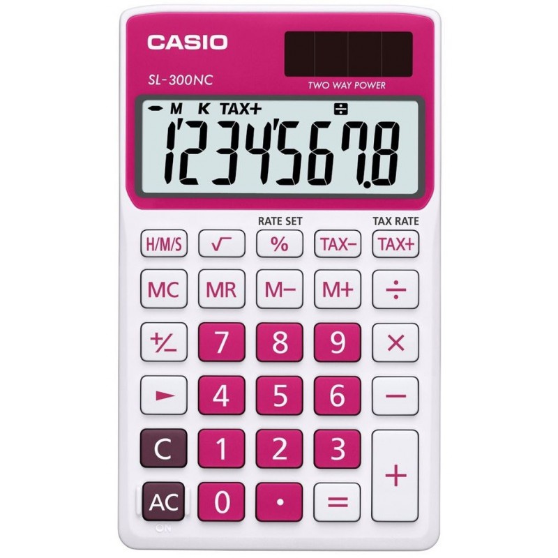 Calculatrice Casio SL-300NC-GN avec étui / Rouge