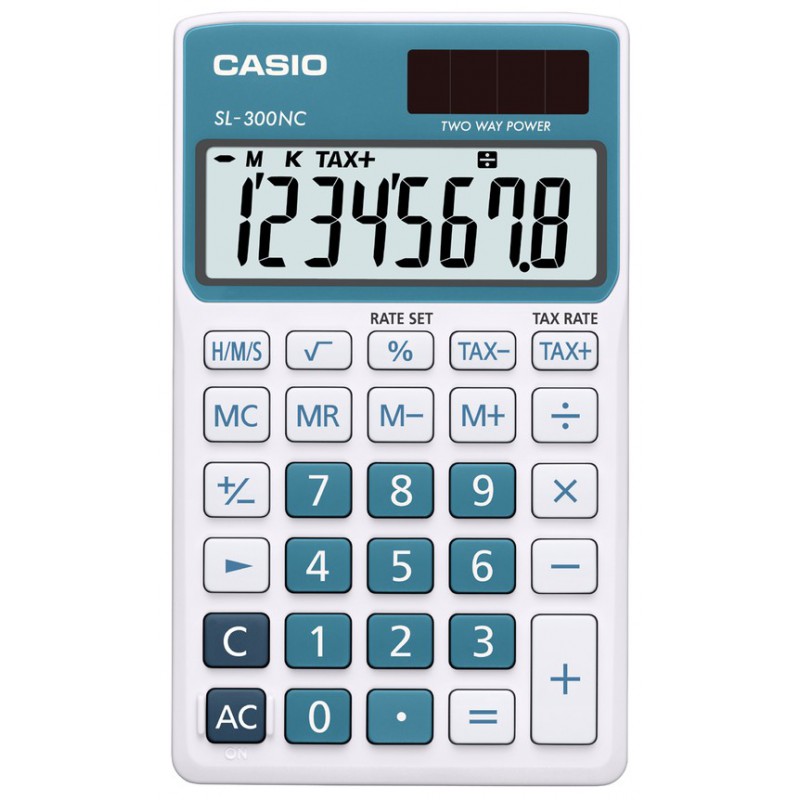 Calculatrice Casio SL-300NC-GN avec étui / Bleu