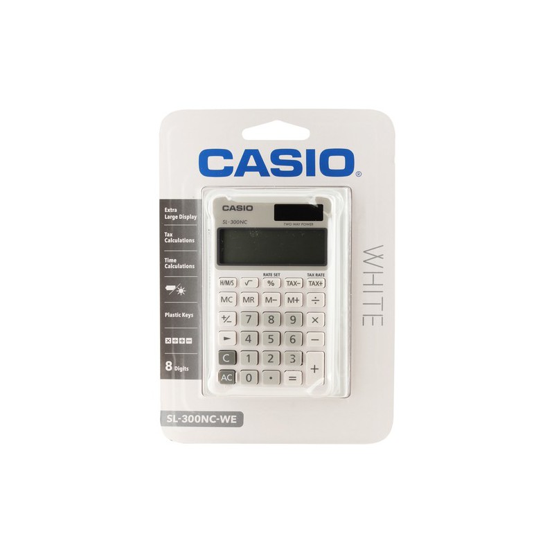 Calculatrice Casio SL-300NC-GN avec étui / Blanc
